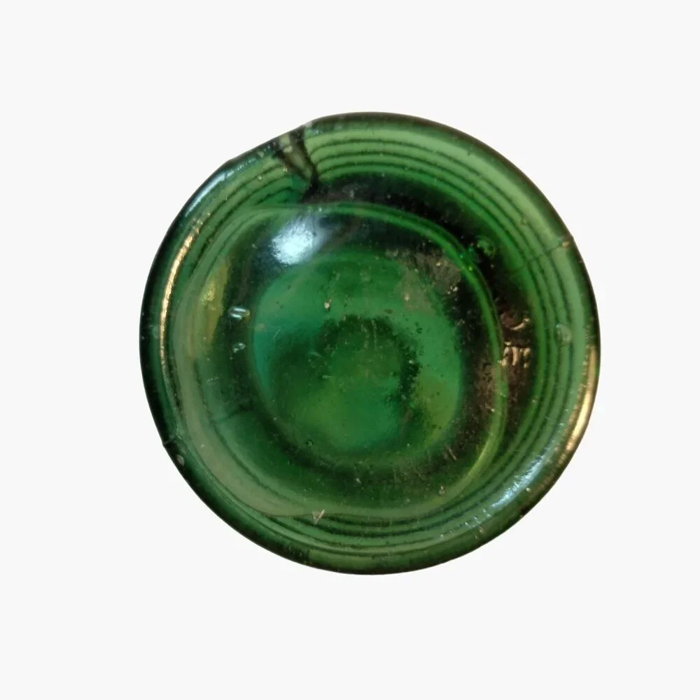 Green Glass Liberty Bell Bottle Miniature 3 Inch